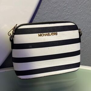 Michael Kors Black and White Striped Women's Bag